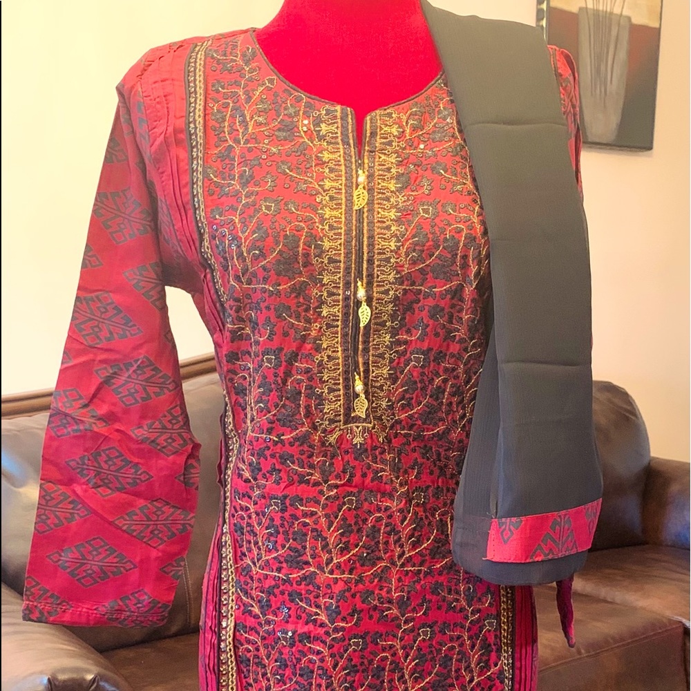 Desi dress and gold plated jewlery